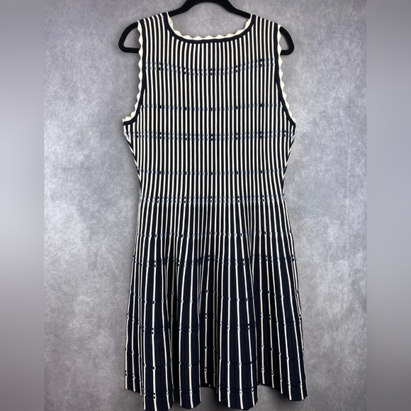 LELA ROSE Fringe Striped Crochet-Knit Midi Dress SIZE L - Picture 11 of 15